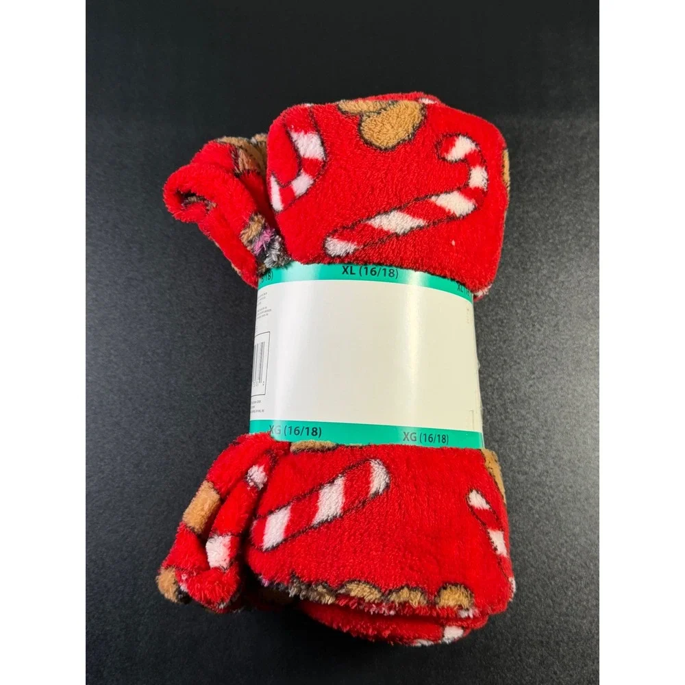 Emoji Brand Plush Sleep Pants Red Candy Cane Poop Emoji Pajamas XL 16/18 K6